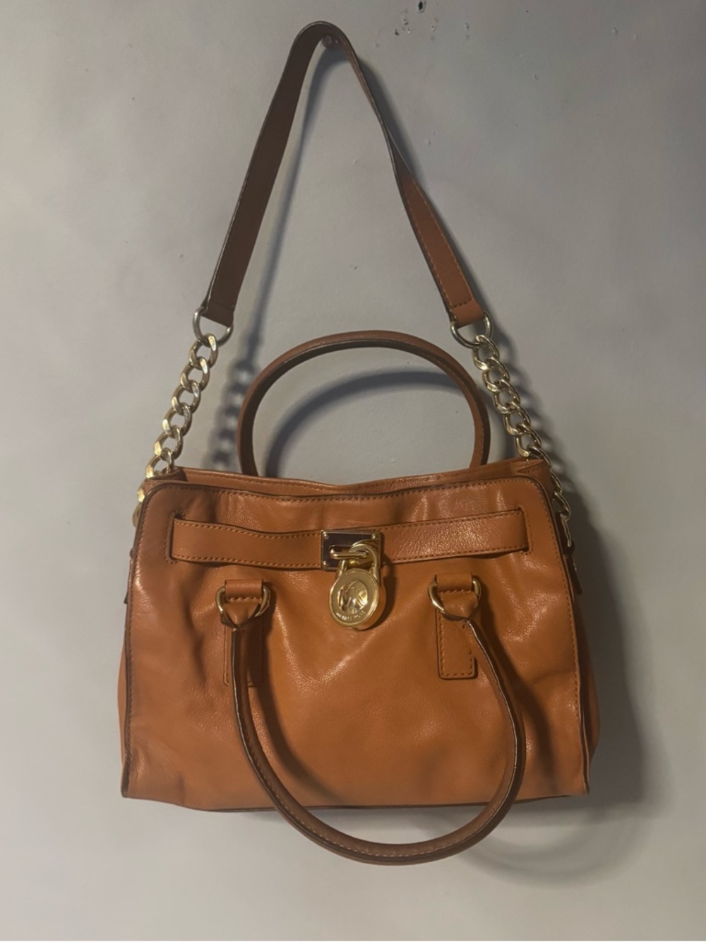 Michael Kors Cognac Leather Satchel with Gold Hardware - Picture 2 of 12